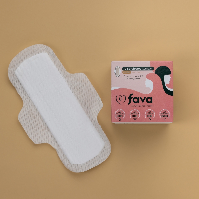 Serviettes hygiéniques jour 100% coton bio certifié - FAVA