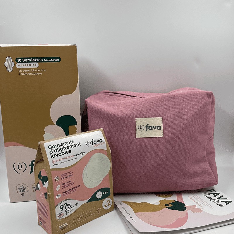 Pack serviettes maternité coussinets et trousse Pack serviettes maternité coussinets et trousse