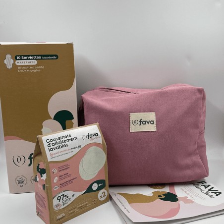 Pack serviettes maternité coussinets et trousse